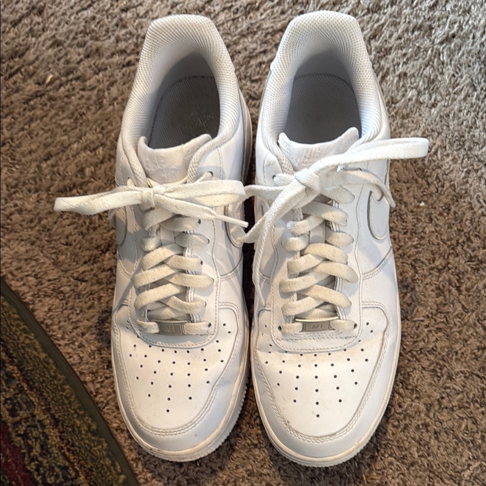 Nike Air Force 1 All-White Lace-Up Sneakers